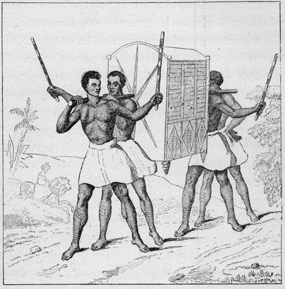 Palanquin-resa till Bourbon Island (Reunion Island) på 1700-talet. Gravyr i "La Marine et les colonies: handel" av French School