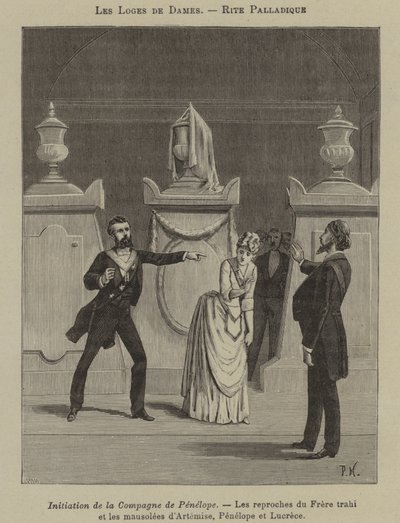 Palladiansk ritual i en kvinnologe (gravyr) av French School