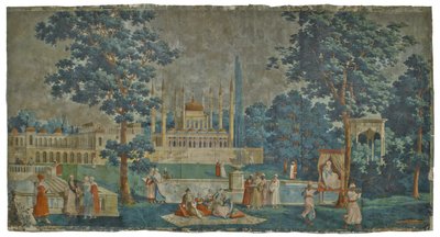 Panel från The Banks of the Bosporus, 1828 (papper) av French School