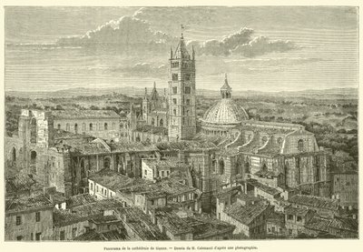 Panorama över Sienas katedral (gravyr) av French School