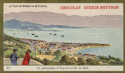 Panorama över Ajaccio och bukten (chromolitho) av French School
