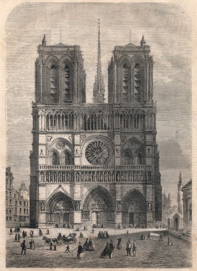 Paris: Notre Dame. Plan efter Eugene Viollet le Duc, som restaurerade katedralen i mitten av 1800-talet. av French School
