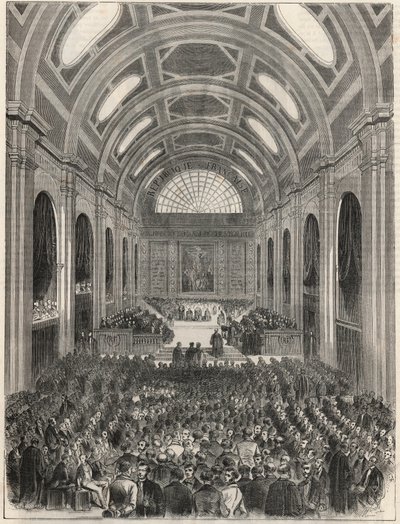 Paris, Palais de Justice - Salle des Pas Perdus under en officiell ceremoni - Gravyr i "Tableau-de-Paris"" av Edmond Texier 1852 av French School