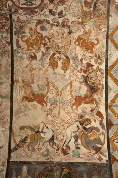 Sockenkyrka (Church of Our Lady of Solers). Interiör. Skepparna. Väggmålningar. Detalj. 1500-talet (?). av French School