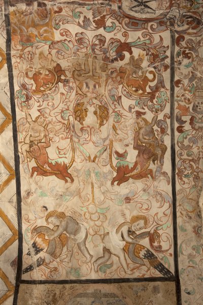 Sockenkyrka (Church of Our Lady of Solers). Interiör. Skepparna. Väggmålningar. Detalj. 1500-talet (?). av French School