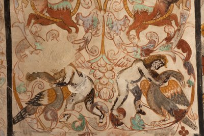 Sockenkyrka (Church of Our Lady of Solers). Interiör. Skepparna. Väggmålningar. Detalj. 1500-talet (?). av French School