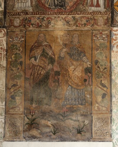 Sockenkyrka (Church of Our Lady of Solers). Interiör. Skepparna. Väggmålningar. Detalj. 1500-talet (?). av French School