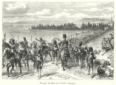 Passage av Rhen av den franska armén (gravyr) av French School