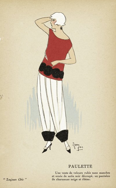 Paulette från Toujours Chic, pub.1921-22 (stenciltryck) av French School
