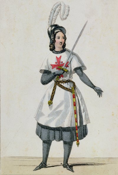 Pauline Garcia-Viardot (1821-1910) i rollen som Tancredi i opera av Gioacchino Rossini (1792-1868) på Teater Italien, Paris av French School