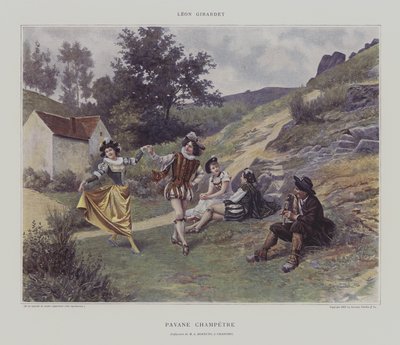 Pavane Champetre (färg litho) av French School