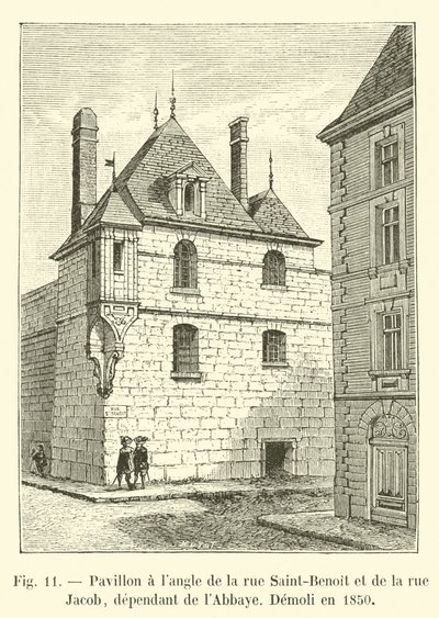 Paviljong i hörnet av rue Saint-Benoit och rue Jacob, beroende av klostret, revs 1850 av French School