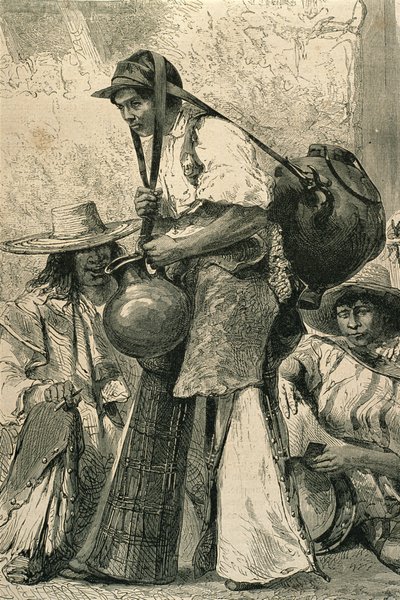 Bönder i Mexico City, 1860-talet (gravyr) av French School