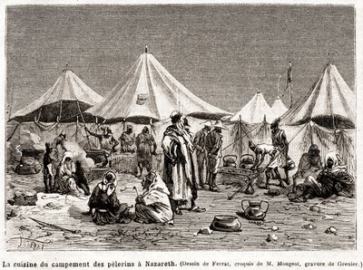 Penitence pilgrimsfärd till de heliga platserna från 25 april till 8 juni 1882 (gravyr) av French School