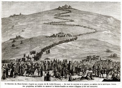 Penitence pilgrimsfärd till de heliga platserna från 25 april till 8 juni 1882 (gravyr) av French School