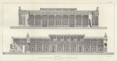 Persepolis, Hall of a Hundred Columns, geometrisk höjd och längsgående sektion, restaurerad av Ch Chipiez av French School