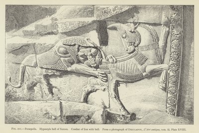 Persepolis, Hypostyle hall av Xerxes, strid mellan lejon och tjur av French School