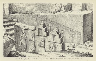 Persepolis, räckningsvägg av trappan till Darius-palatset av French School