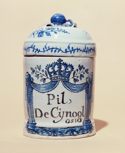 Läkemedelsburk för cynoglossum-tabletter, c.1700 (keramik) av French School