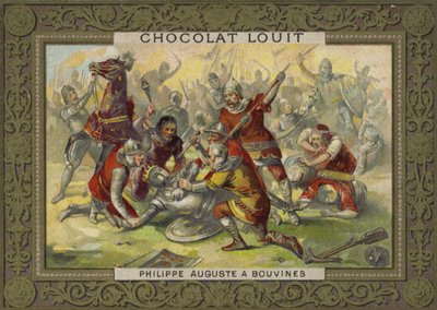 Filip Augustus av Frankrike hoppade av i slaget vid Bouvines, 1214 av French School