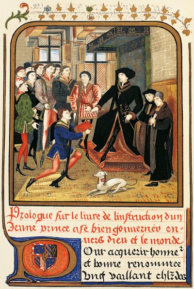 Philip Good (1396-1467) under baldakin, etsning från Instruction jeune prince, som finns i Dictionary of Furniture and Decoration, Henry Havard, Volym II av French School