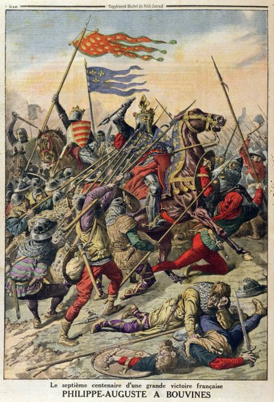 Philippe-Auguste (1165-1223) vid Bouvines, illustration från Le Petit Journal, 27 juli 1914 av French School