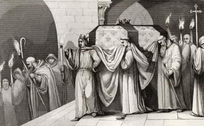 Philippe III (1245-85) den djärve hjälper till att bära sin fars kista, från 