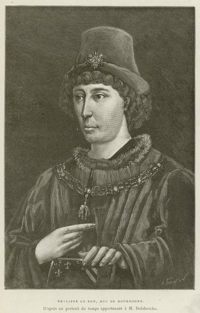 Philippe Le Bon, hertig av Bourgogne (gravyr) av French School