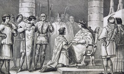 Philippe VI (1293-1350) de Valois hyllar Edvard III (1312-77) av England men bara som hertig av Aquitaine, från 