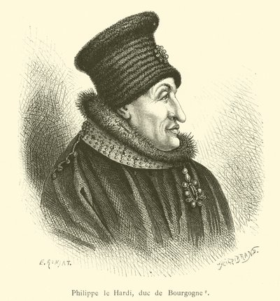 Filip den djärve, hertig av Bourgogne (gravyr) av French School