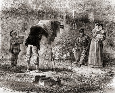 Fotografi på 1800-talet, från Les Merveilles de la Science, publicerad ca 1870 (gravyr) av French School