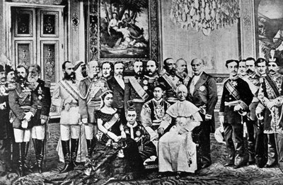 Fotomontage of World Rulers, 1867 (collaged bw photos) av French School