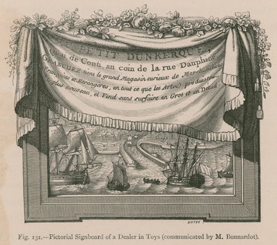Bildskylt för en leksakshandlare (kommunicerad av M. Bonnardot) av French School