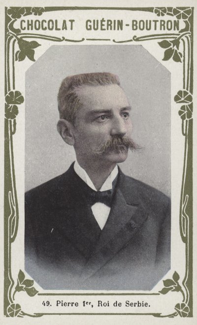 Peter den förste, kung av Serbien (färgat foto) av French School