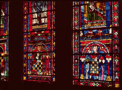 Pierre de Dreux (1190-1250) och hans son Jean de Bretagne (1237-86) detaljer från ett lansettfönster i södra korsarmen, ca 1217-25 av French School