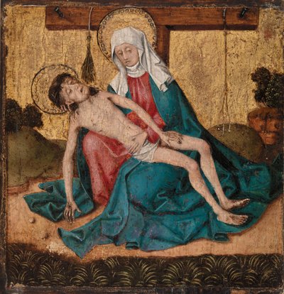 Pieta (tempera och bladguld på panel) av French School