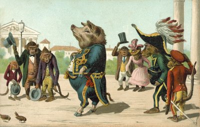 Gris klädd som en general (färg litho) av French School