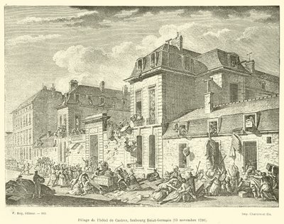 Plundring av Hotel de Castres, Faubourg Saint-Germain, 13 november 1790 av French School