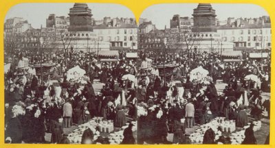 Place de la Bastille, skinkmässan, Paris, stereoskopisk vy, c.1860 av French School