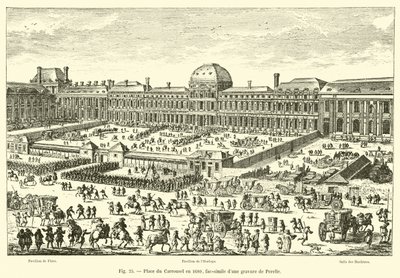 Place du Carrousel 1680, faksimil av en gravyr av Perelle av French School