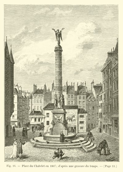 Place du Chatelet 1807; från en gravyr av tiden av French School