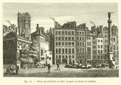 Place du Chatelet 1818; efter en teckning av Gobelin av French School