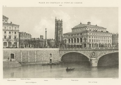 Place du Chatelet och Pont au Change, 1876 av French School
