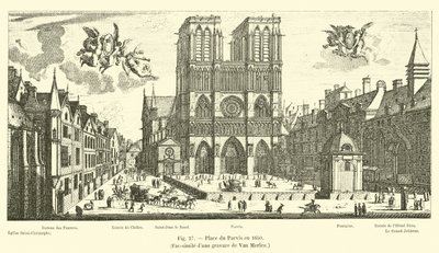 Place du Parvis 1650, faksimil av en gravyr av Van Merlen av French School