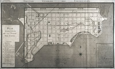 Huvudplan för staden Les Cayes, 1789 av French School