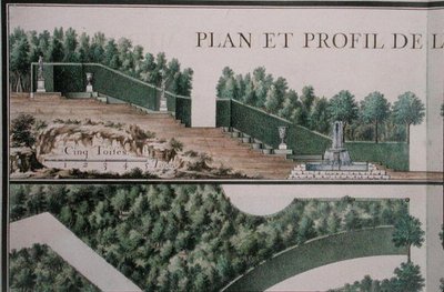 Plan och tvärsnitt av lunden, från 