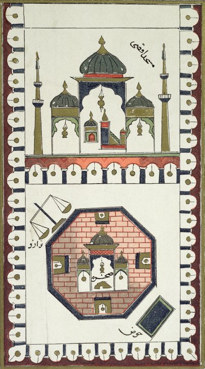 Plan över Al-Aqsa-moskén och Qubbat Al-Sakhra (Klippdomen), efter ett arabiskt manuskript från 1700-talet av French School