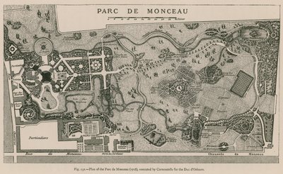 Plan av Parc de Monceau (1718), utförd av Carmontelle för Due dOrleans av French School