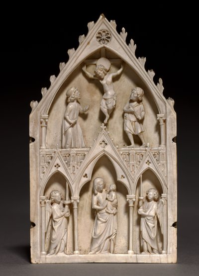 Plaque: The Crucifixion and Virgin and Child with Angels, c.1250-1270 av French School
