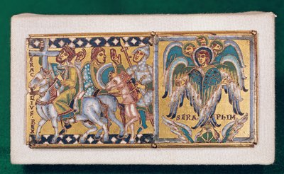 Plack föreställande Heraclius (ca 575-641) och Hesekiels vision, Mosane skola (målad emalj) av French School